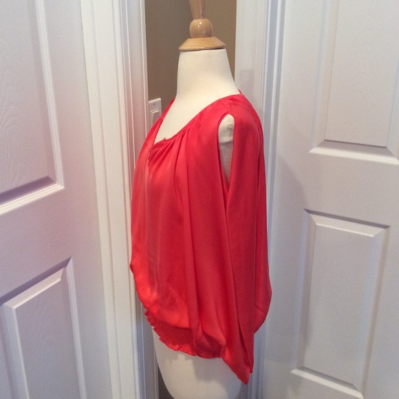 Kenar coral smocked waist blouse Sz S - Picture 6 of 7